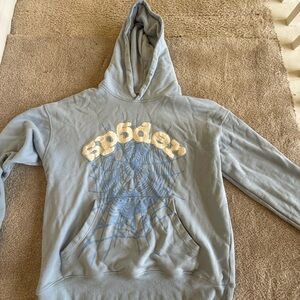 Spider Graphic Hoodie in Light Blue